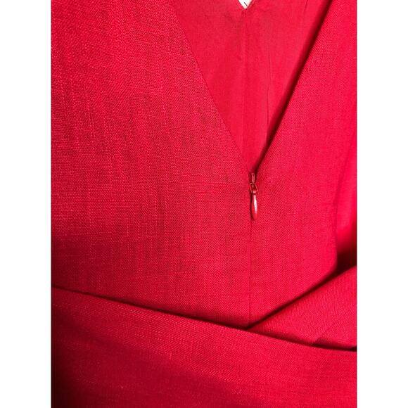 LPA Revolve Jumpsuit Large Red Linen Blend V-Neck Wide Leg Belted Boho Casual - Picture 13 of 15